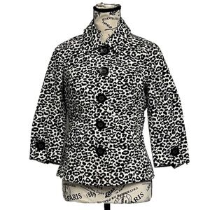 Vintage Forever 21 Jacquard Leopard Single Breasted Blazer Y2k Retro Preppy M